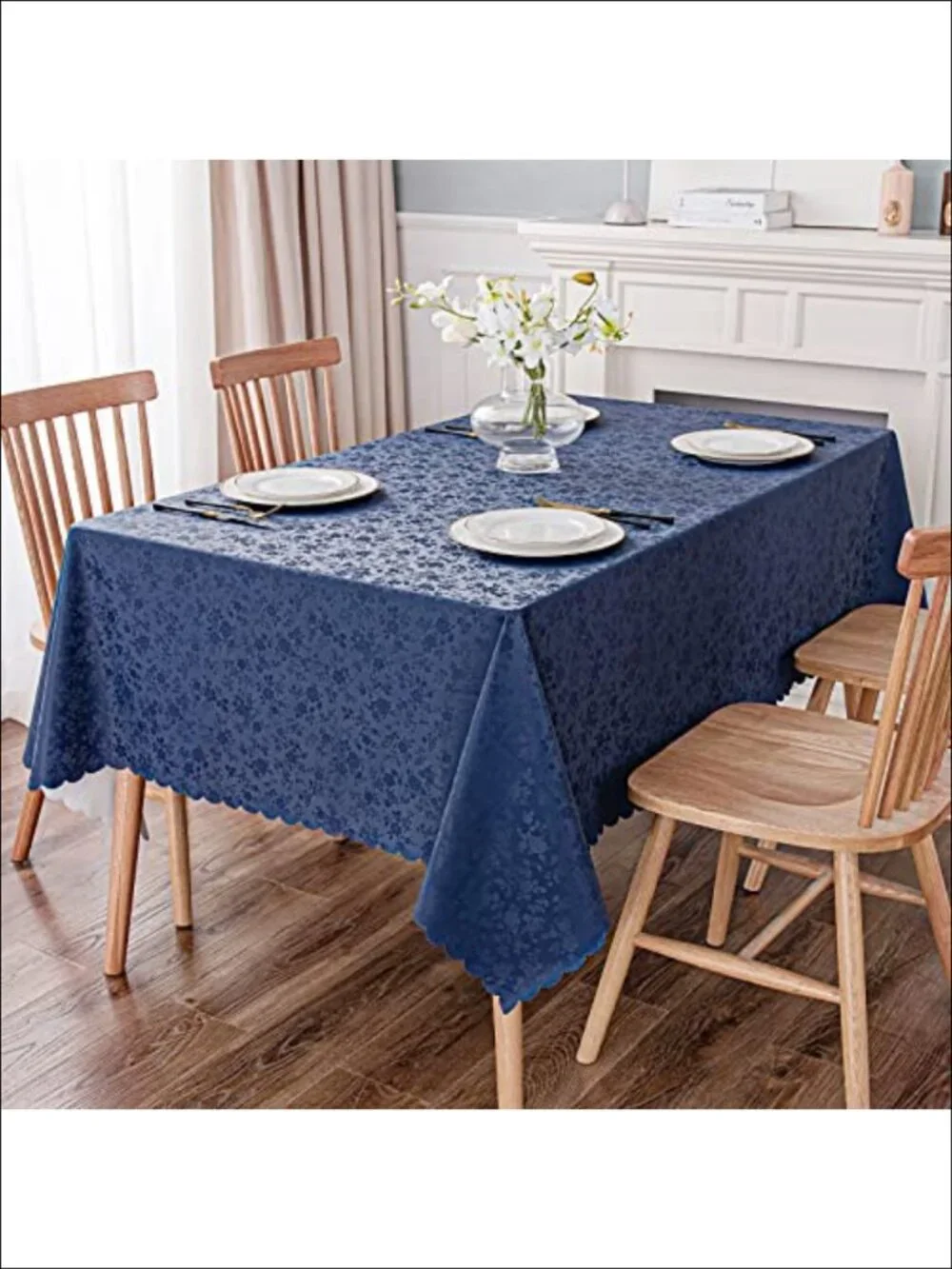 Smiry Waterproof Heavy Duty Vinyl Tablecloth 60 x 84 Inch Floral Embossed